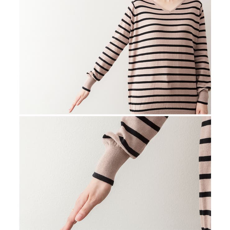 Vネックボーダーニット | atONE | 詳細画像46 