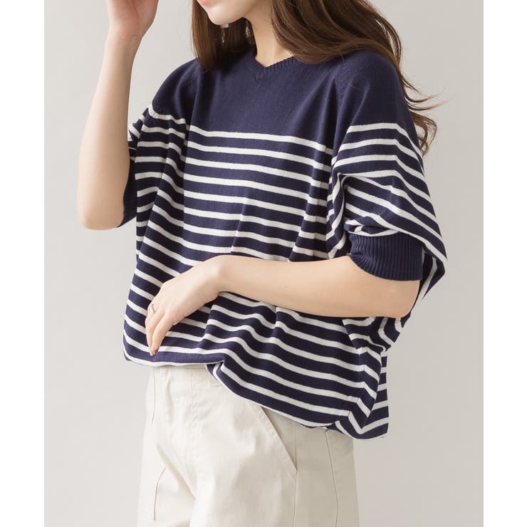 パネルボーダードルマンニット | atONE | 詳細画像12 