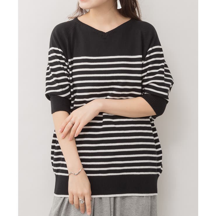 パネルボーダードルマンニット | atONE | 詳細画像5 