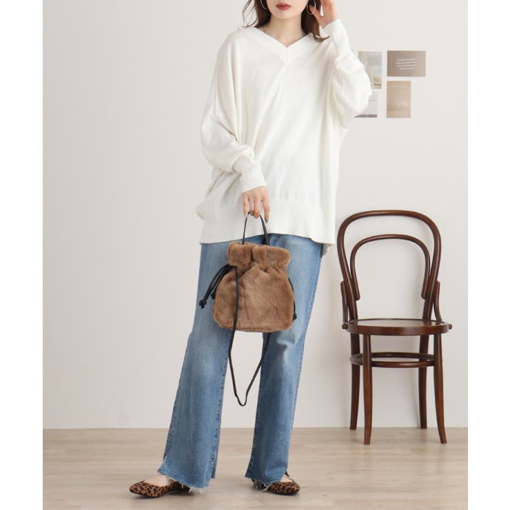 Vネックリブドルマンセーター | atONE | 詳細画像8 