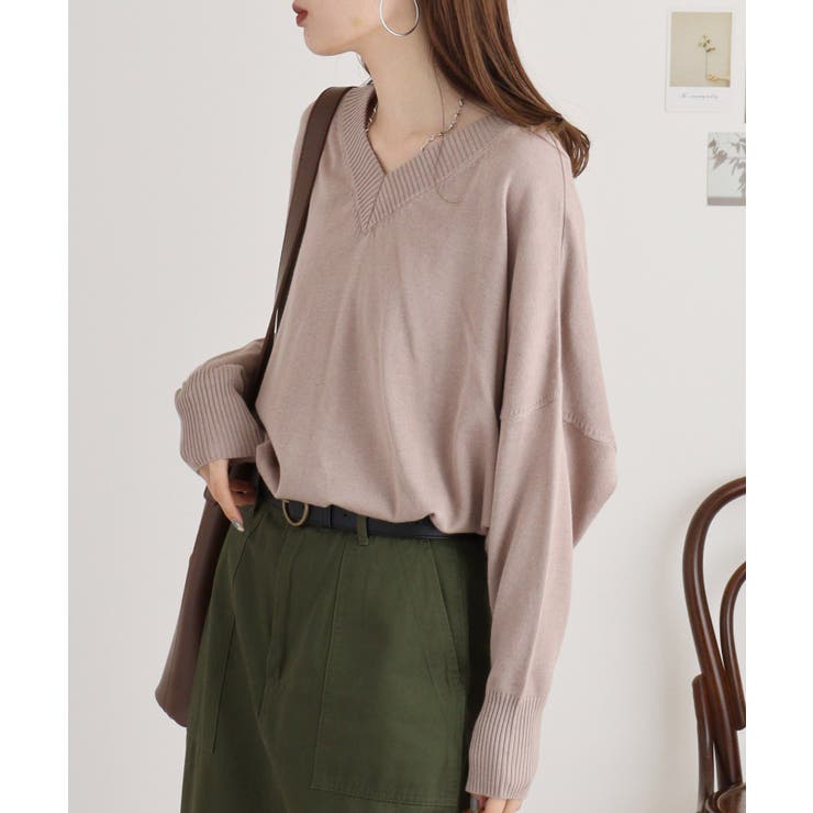 Vネックリブドルマンセーター | atONE | 詳細画像9 
