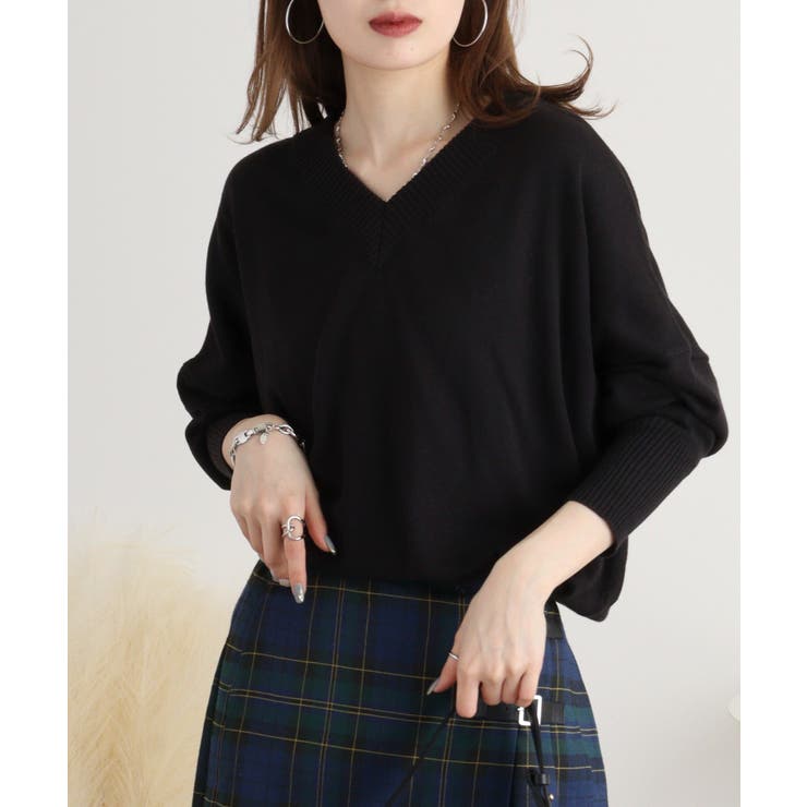 Vネックリブドルマンセーター | atONE | 詳細画像13 