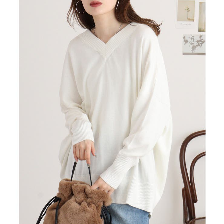 Vネックリブドルマンセーター | atONE | 詳細画像5 