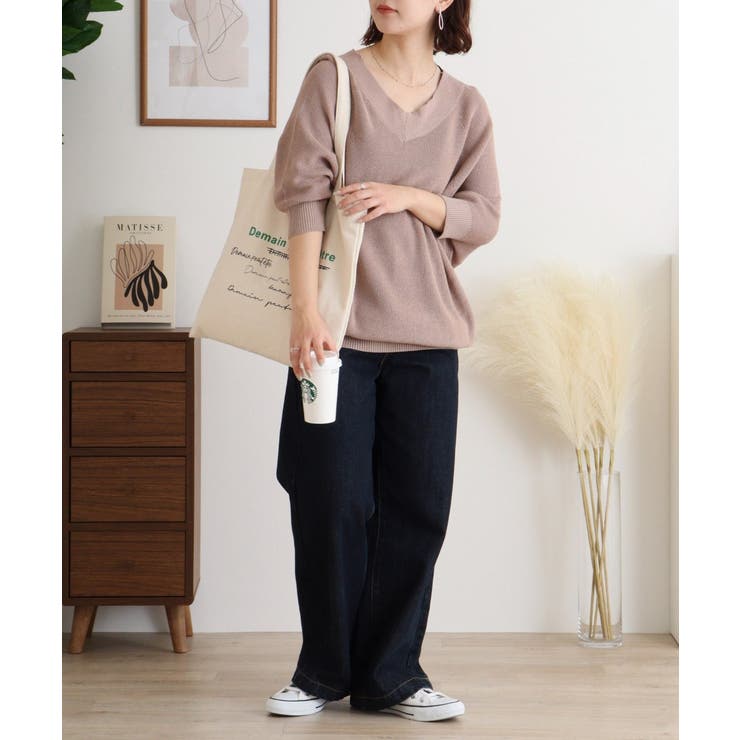 前後2WAYで着れる 畦編みルーズセーター | atONE | 詳細画像12 