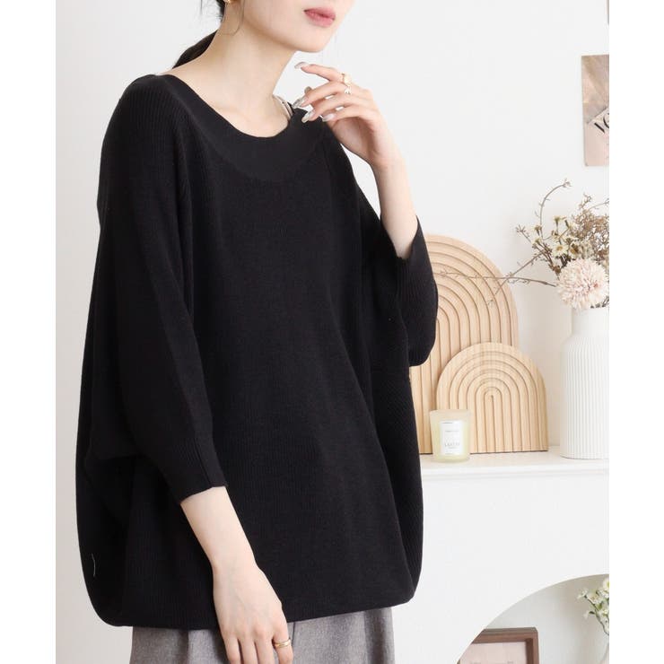 前後2WAYで着れる 畦編みルーズセーター | atONE | 詳細画像18 