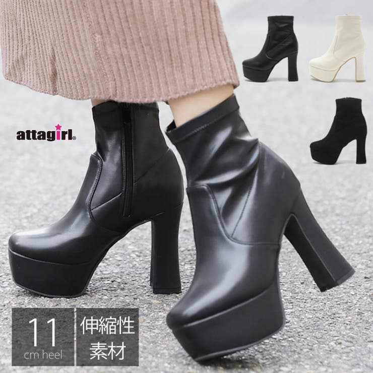 11cmヒール スクエアトゥハイヒールショートブーツ[品番：ATAW0000787]｜attagirl （アタガール ）のレディースファッション通販｜SHOPLIST（ショップリスト）