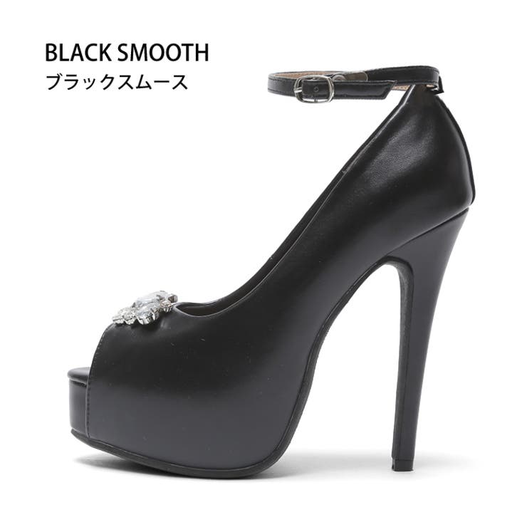 13cm ハイヒール オープントゥ ビジュー パンプス[品番