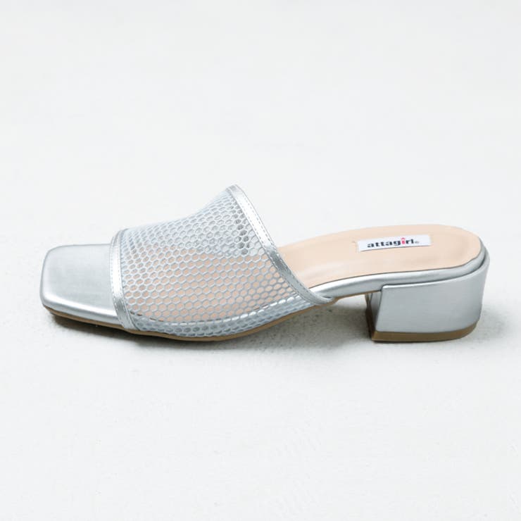 4cmヒールスクエアトゥメッシュサンダル | attagirl  | 詳細画像12 