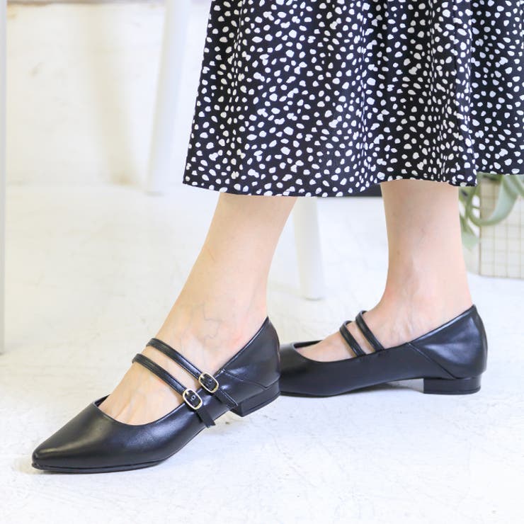 商品画像：OHGA◇ダブルストラップパンプス/24cm/BLK/OHGA-105 : セカンド 3