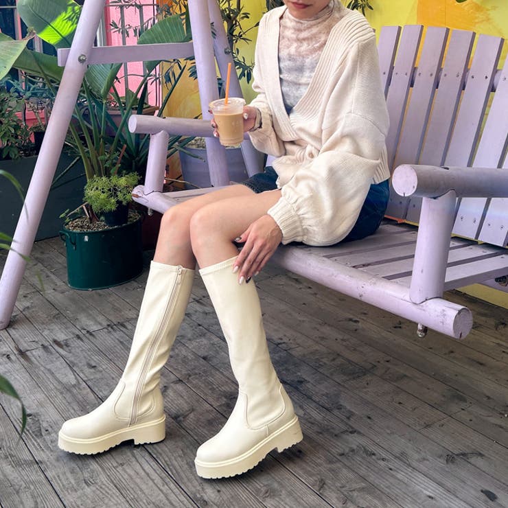 4.5cmヒール 厚底トラックソールロングブーツ | attagirl  | 詳細画像30 