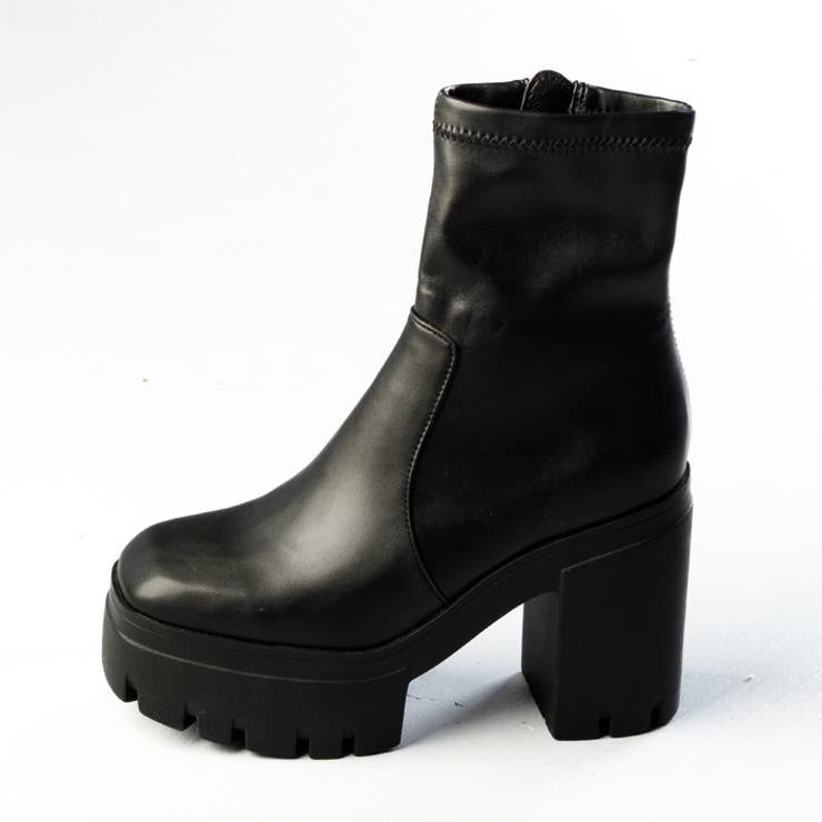 新品 厚底 バルキー ヒール ブラック スタッズ ヒールアップスポックシューズ #476（01004760）women（レディース）