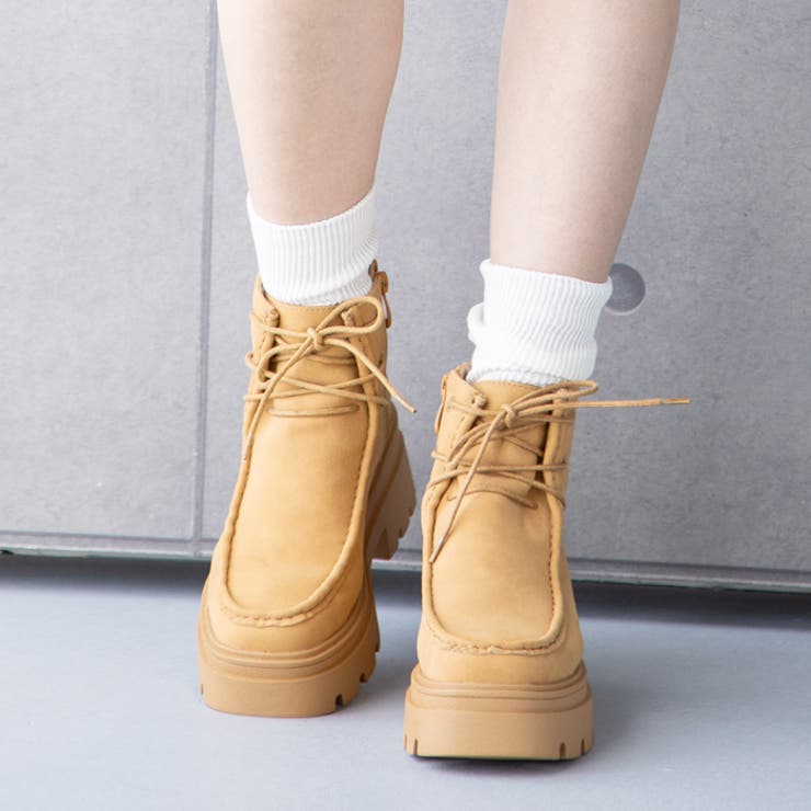 厚底レースアップモカシンブーツ[品番：ATAW0001258]｜attagirl