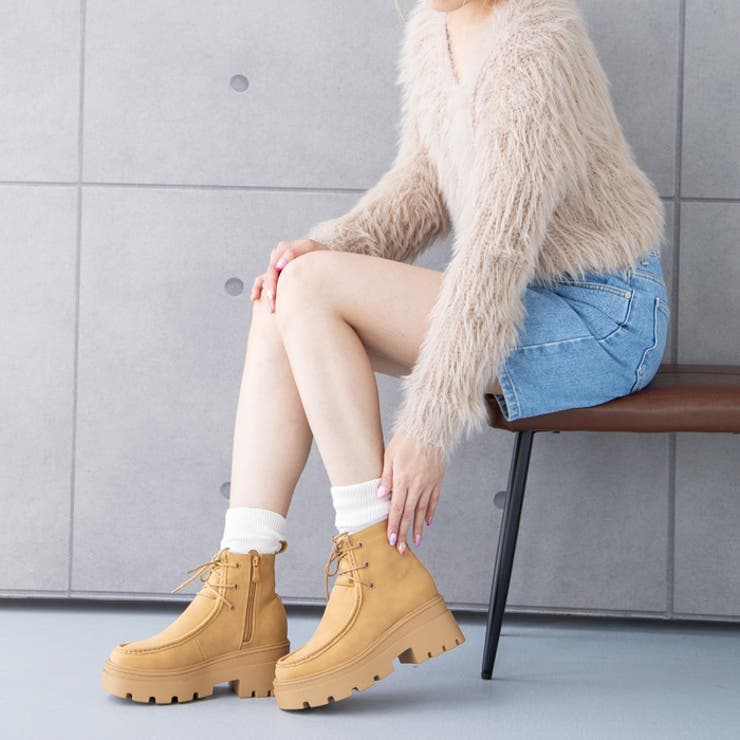 厚底レースアップモカシンブーツ[品番：ATAW0001258]｜attagirl