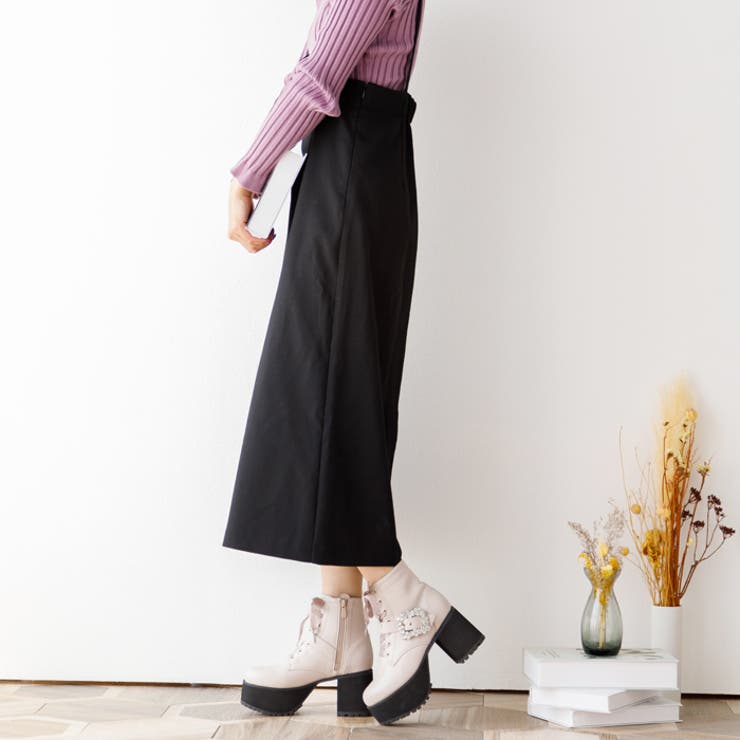 厚底ビジューレースアップブーツ[品番：ATAW0001259]｜attagirl