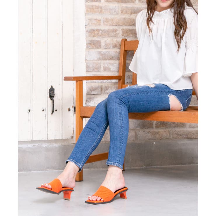 変形ヒールリブニットミュールサンダル | attagirl  | 詳細画像31 