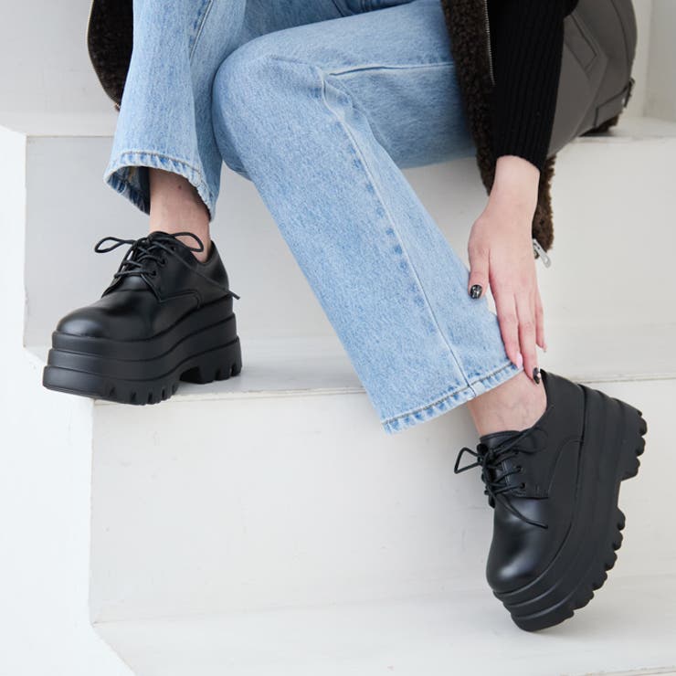 ブラック | 厚底レースアップシューズ | attagirl 