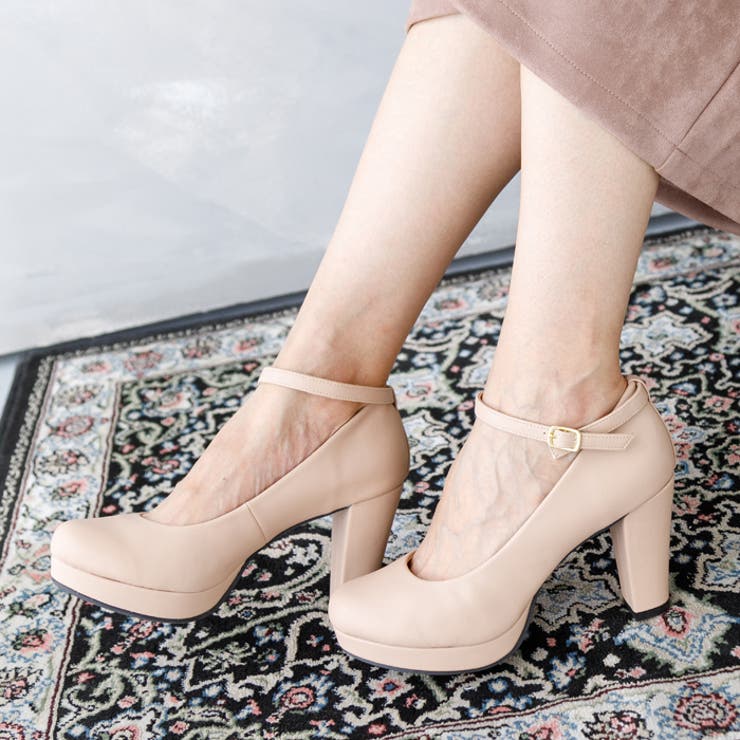 9cmチャンキーヒールラウンドトゥストラップパンプス | attagirl  | 詳細画像22 