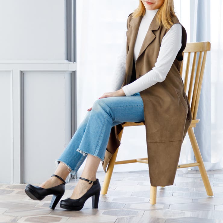 9cmチャンキーヒールラウンドトゥストラップパンプス | attagirl  | 詳細画像35 