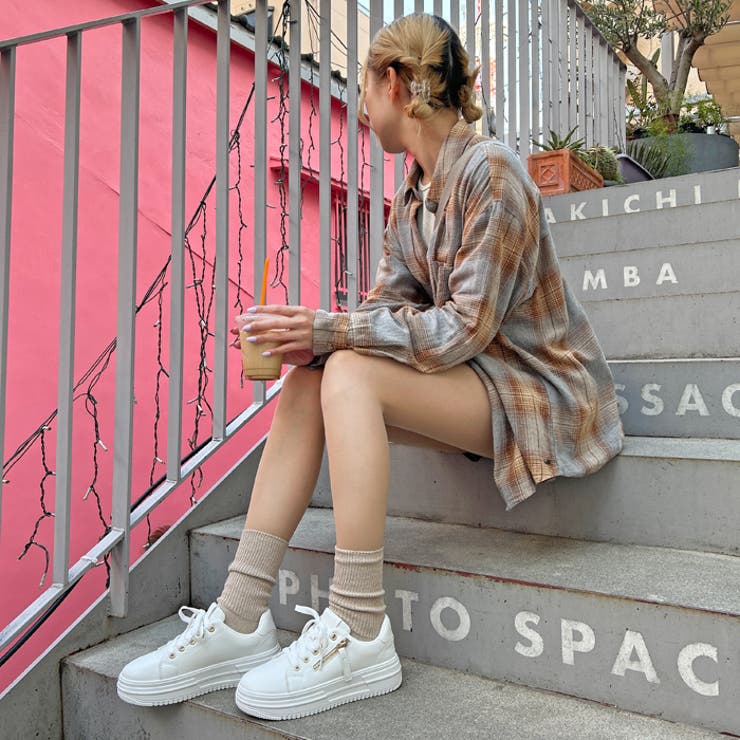 ジッパーデザインレースアップスニーカー | attagirl  | 詳細画像37 