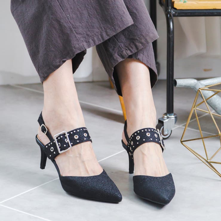 6cmヒールスリングバックスタッズパンプス | attagirl  | 詳細画像38 