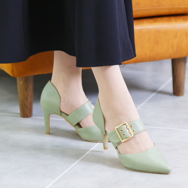 パンプス 黒 サンダル パンプス ブラック ローヒール: 40mm, Andrea - Pumps Black