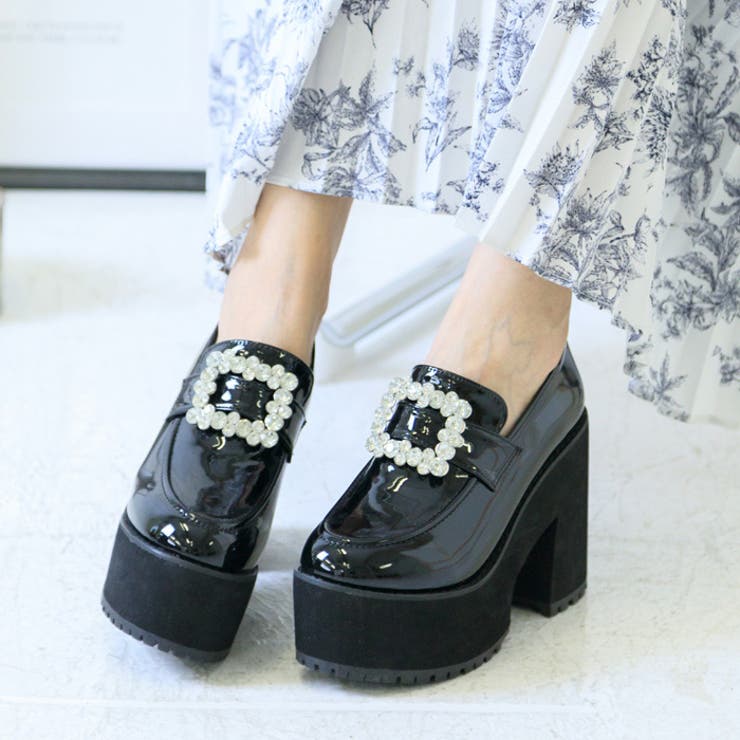 軽量厚底 スクエアトゥ バックル ローファー | Shoes in Closet