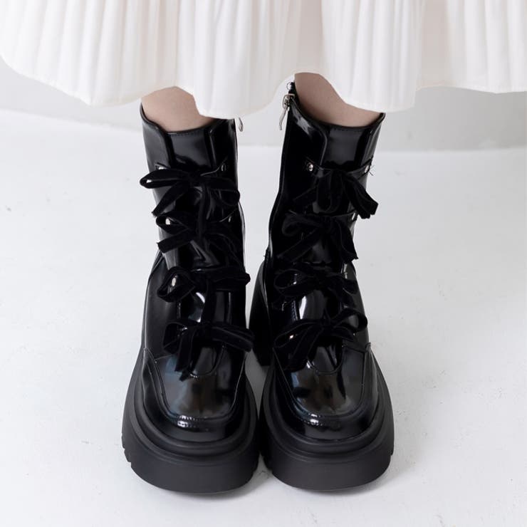 厚底リボンレースアップブーツ | attagirl  | 詳細画像12 