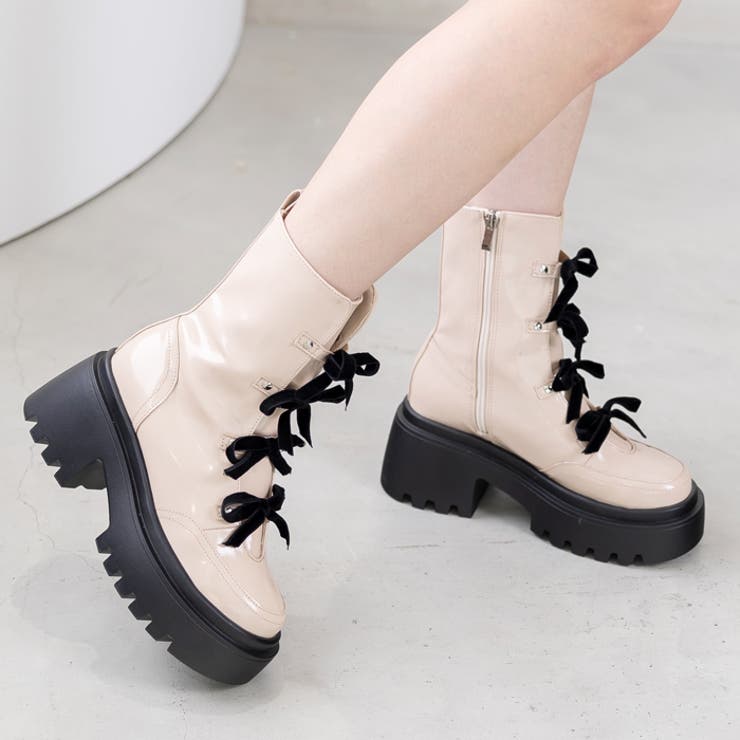 厚底リボンレースアップブーツ | attagirl  | 詳細画像14 