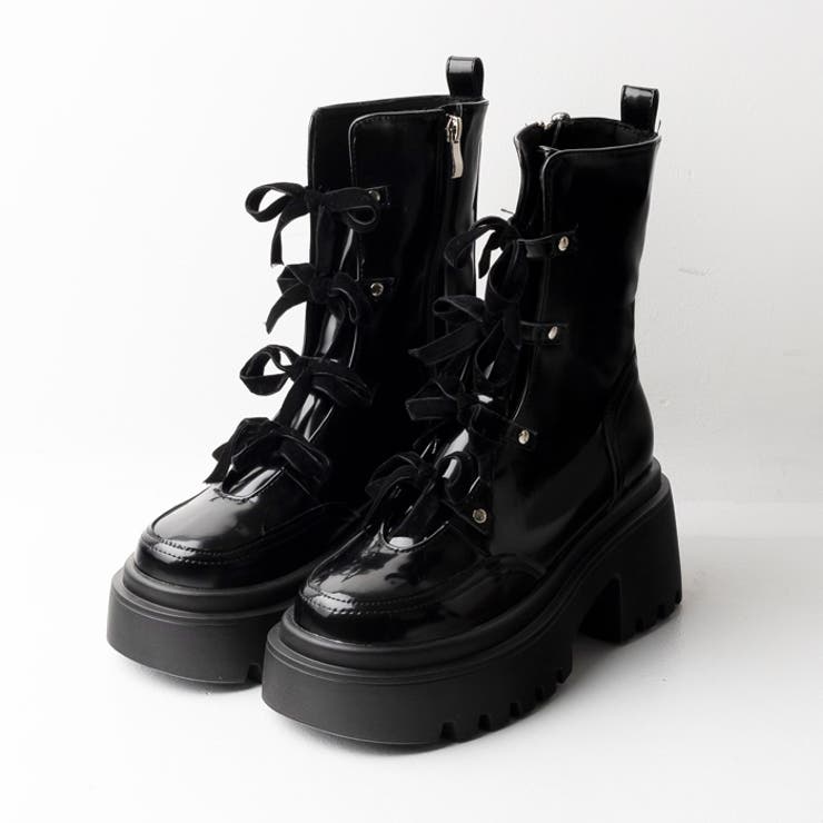 厚底リボンレースアップブーツ | attagirl  | 詳細画像2 