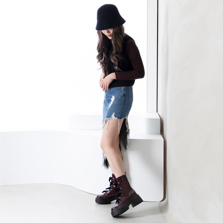 厚底リボンレースアップブーツ | attagirl  | 詳細画像31 