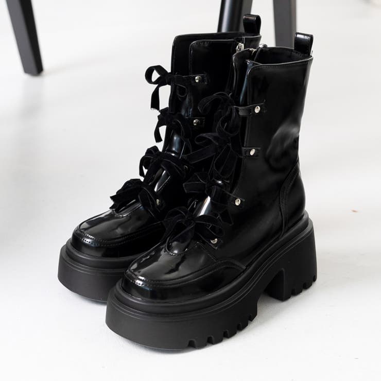 厚底リボンレースアップブーツ | attagirl  | 詳細画像36 