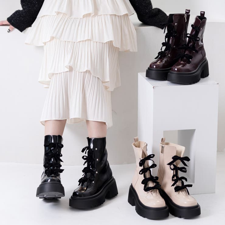 厚底リボンレースアップブーツ | attagirl  | 詳細画像9 