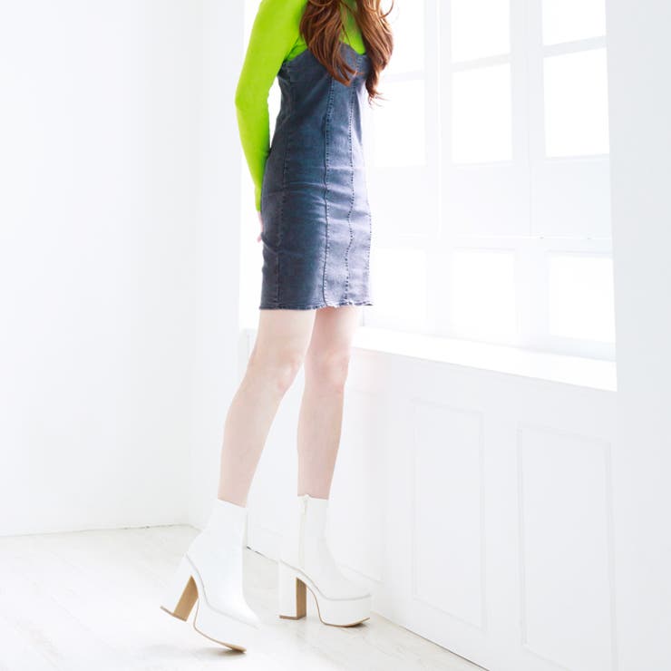 13cmヒール 厚底プラットフォームストレッチショートブーツ | attagirl  | 詳細画像26 