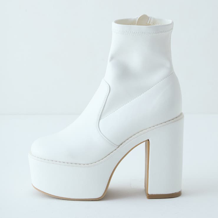 13cmヒール 厚底プラットフォームストレッチショートブーツ[品番