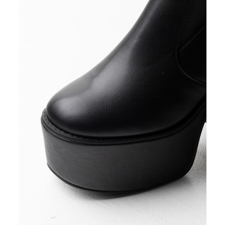 13cmヒール 厚底プラットフォームストレッチショートブーツ[品番