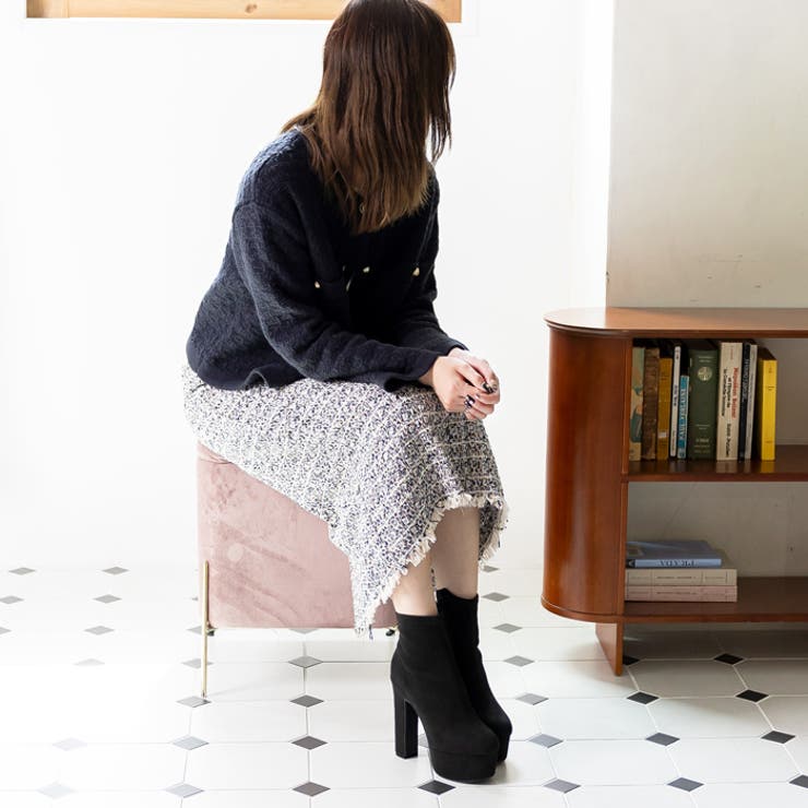 13.5cmハイヒール ストレッチショートブーツ[品番：ATAW0001043