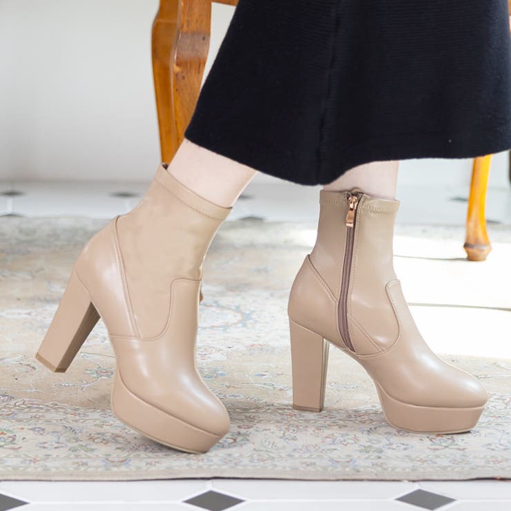 ベージュスムース | ストレッチショートブーツ | attagirl 