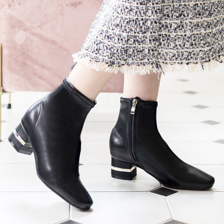 ブラックスムース | メタルラインヒールストレッチブーツ | attagirl 