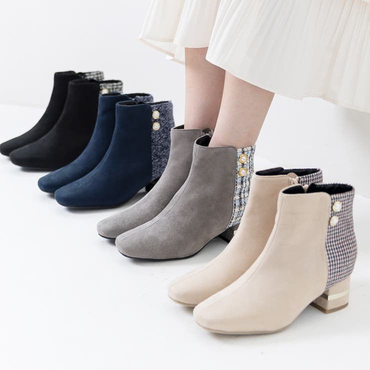 メタルラインヒールツイードブーツ | attagirl  | 詳細画像10 