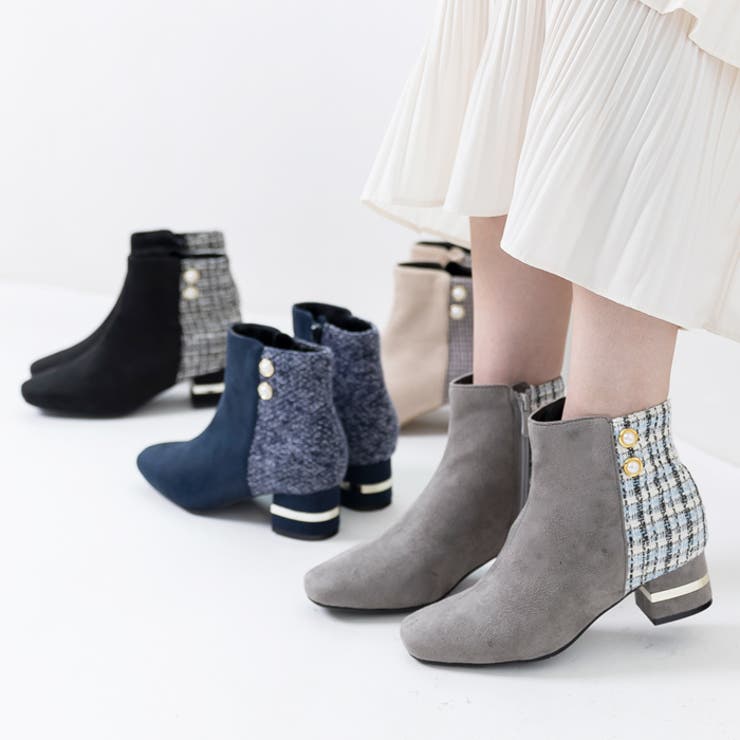 メタルラインヒールツイードブーツ | attagirl  | 詳細画像12 