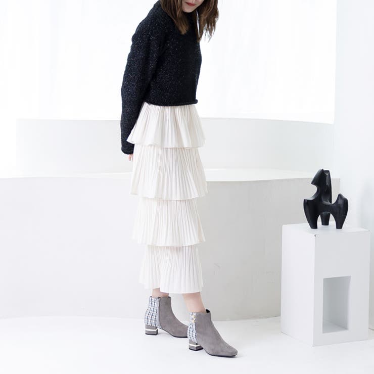 メタルラインヒールツイードブーツ | attagirl  | 詳細画像34 