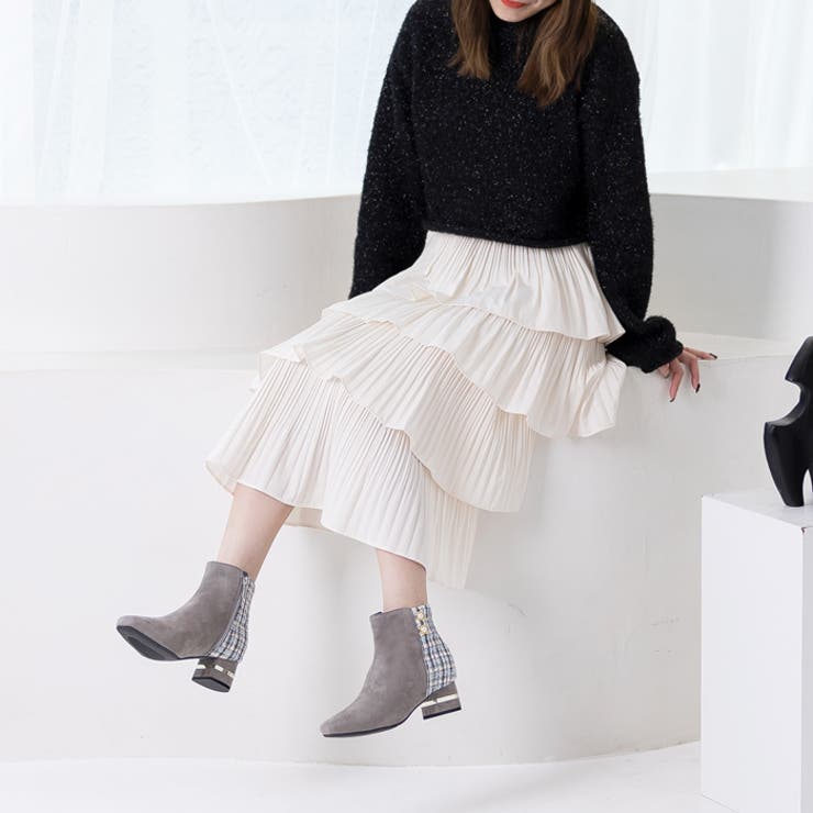 メタルラインヒールツイードブーツ | attagirl  | 詳細画像37 