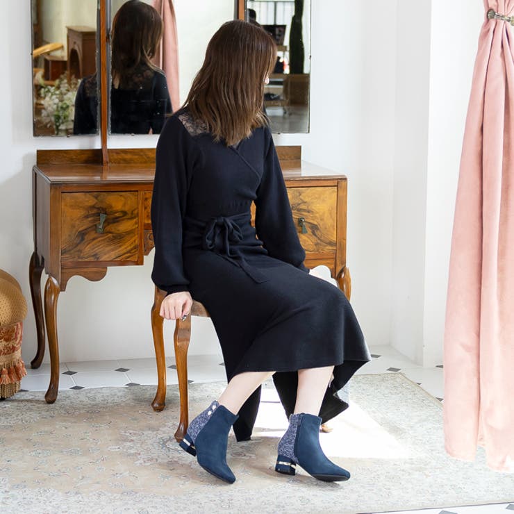 メタルラインヒールツイードブーツ | attagirl  | 詳細画像42 