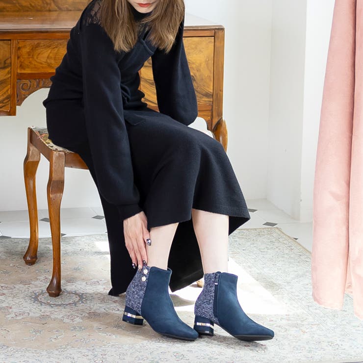 メタルラインヒールツイードブーツ | attagirl  | 詳細画像43 