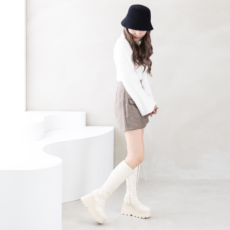 厚底ソールレースアップロングブーツ | attagirl  | 詳細画像30 