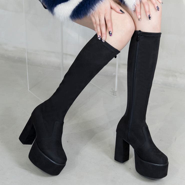 超稀少☆未使用に近い☆Louboutin ロングブーツ ゴールドスパイクヒール 7cm] レザーポインテッドトゥロングブーツハイヒール (2color