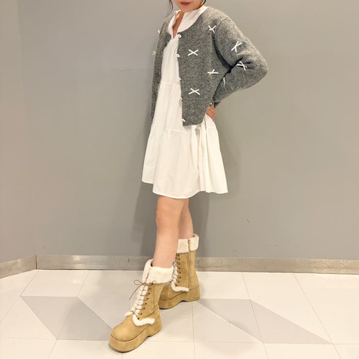 厚底ファーレースアップブーツ | attagirl  | 詳細画像19 