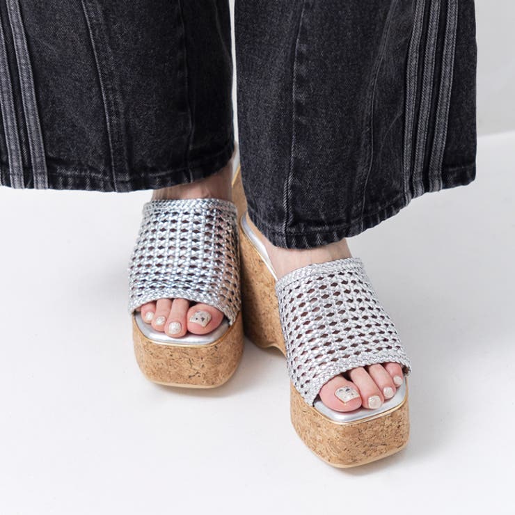 メッシュ編みウェッジミュールサンダル | attagirl  | 詳細画像17 