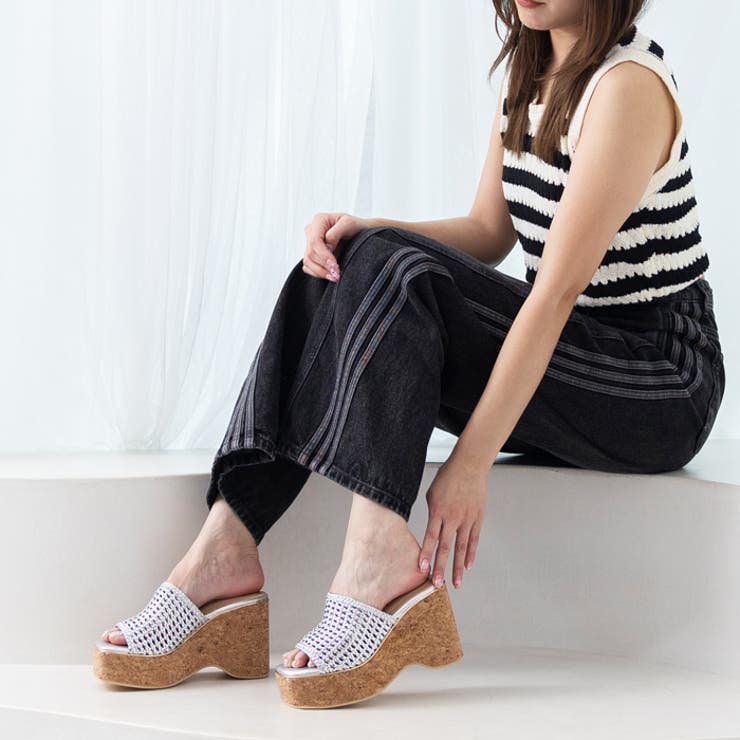 メッシュ編みウェッジミュールサンダル | attagirl  | 詳細画像41 