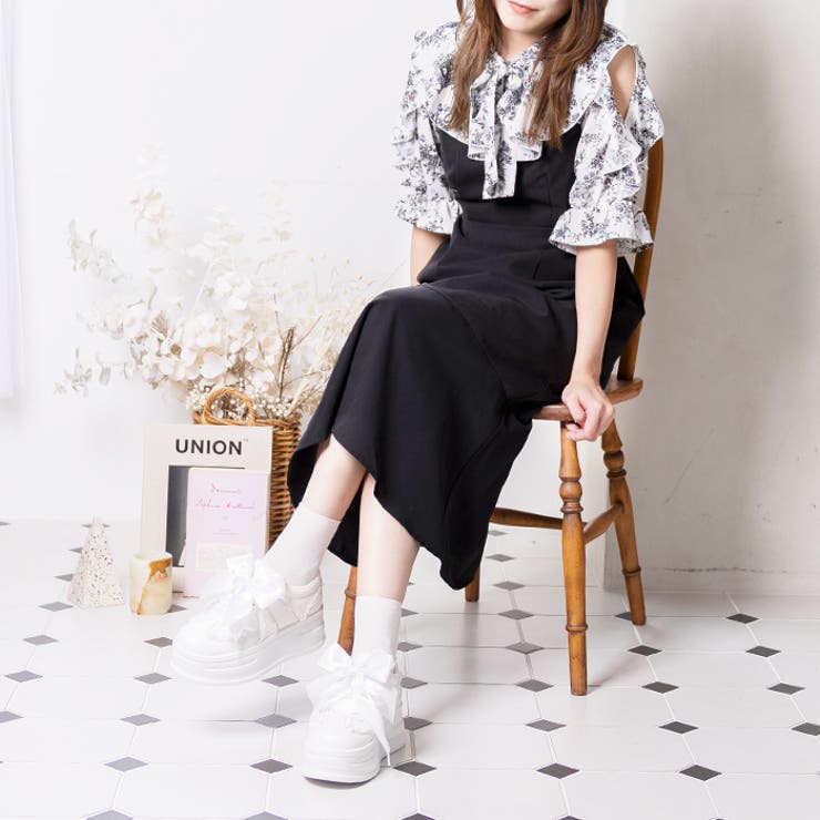 厚底ダブルリボンフリルスニーカー | attagirl  | 詳細画像26 